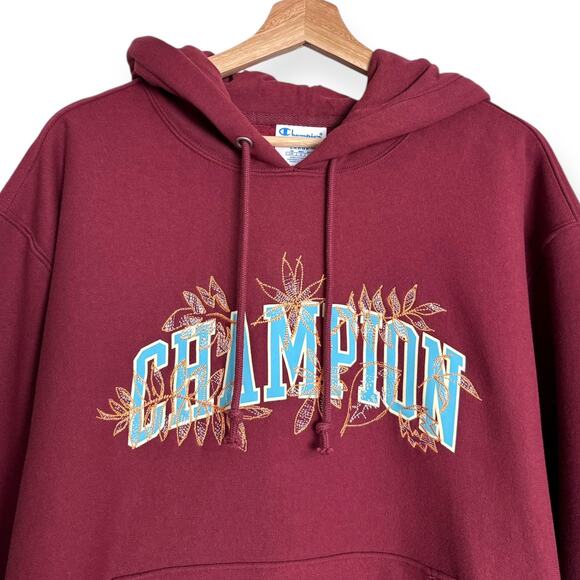 NWT Champion Reverse Weave Loose Fit Hoodie With Embroidered Leaves Men's Size L - Picture 3 of 11